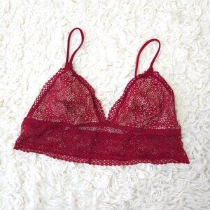 Victoria's Secret Red Lace Triangle Bra, Size Small